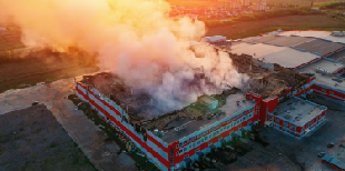 Industrial Fire from a gas explosion
